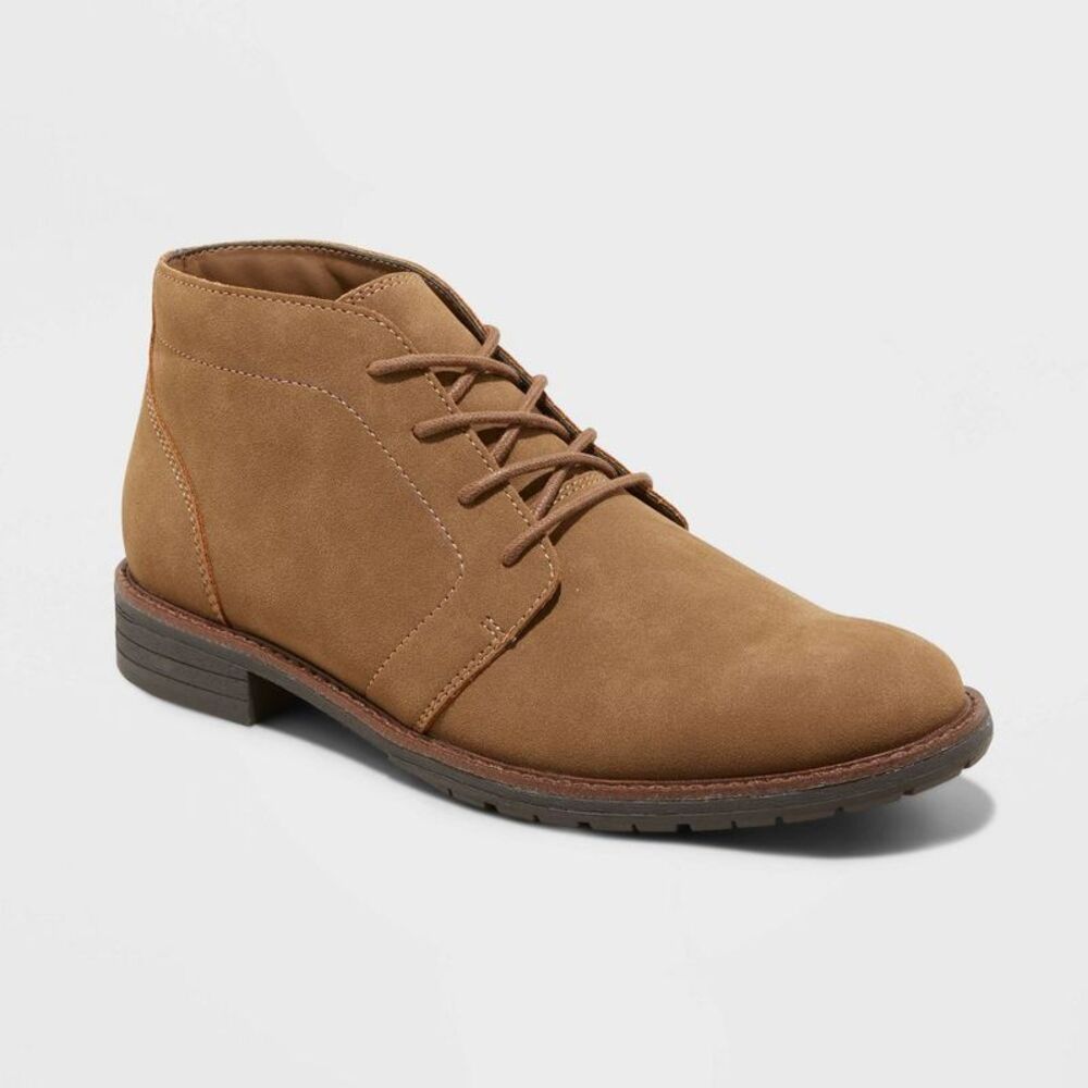 Goodfellow & Co - Men's Faux Suede Ankle Chukka Boots Lace Up Casual Brown